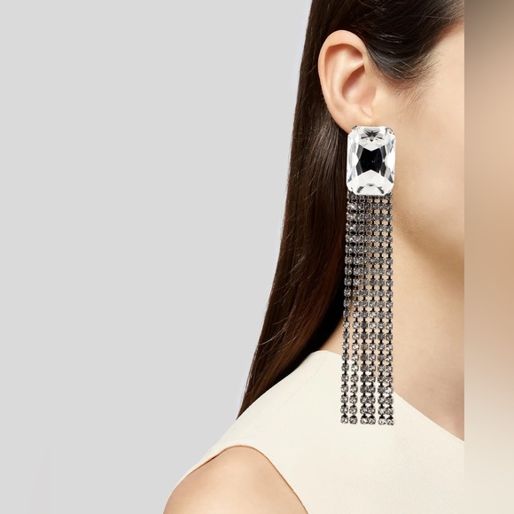 NEW WITH TAGS SAINT LAURENT Oversized Crystal Clip-on earrings Extremly rare - Picture 3 of 4